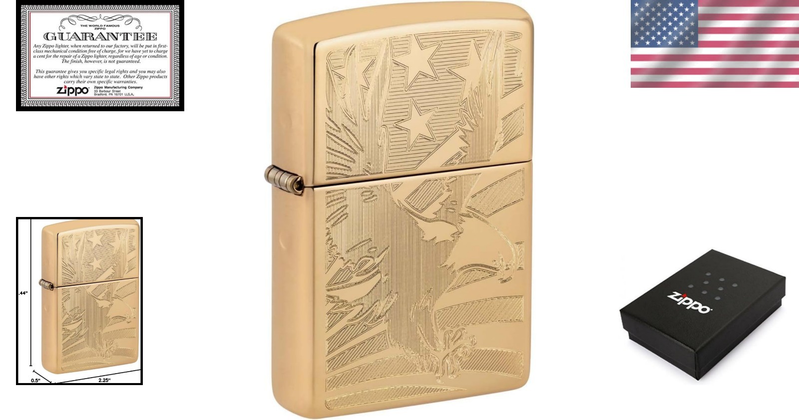 All-Metal American Flag Lighter – Compact, Reliable, Refillable for Lifetime Use
