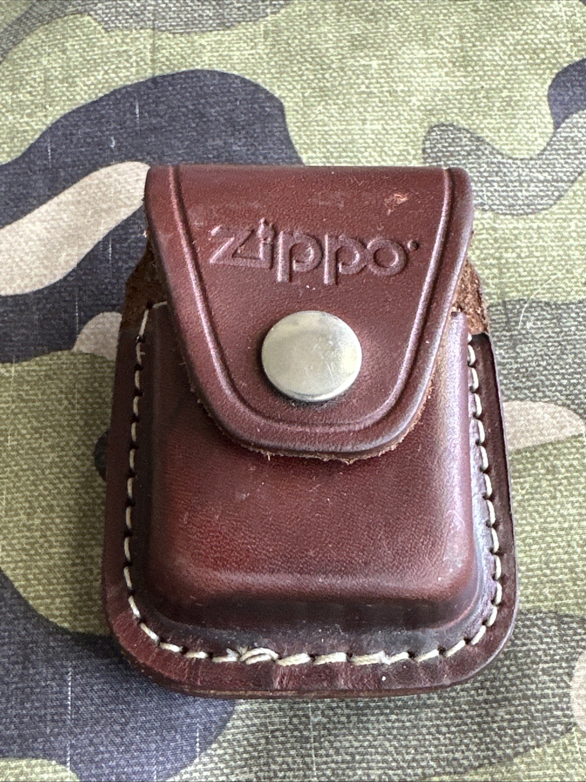Zippo Lighter Brown Leather Case Pouch w/Belt Clip
