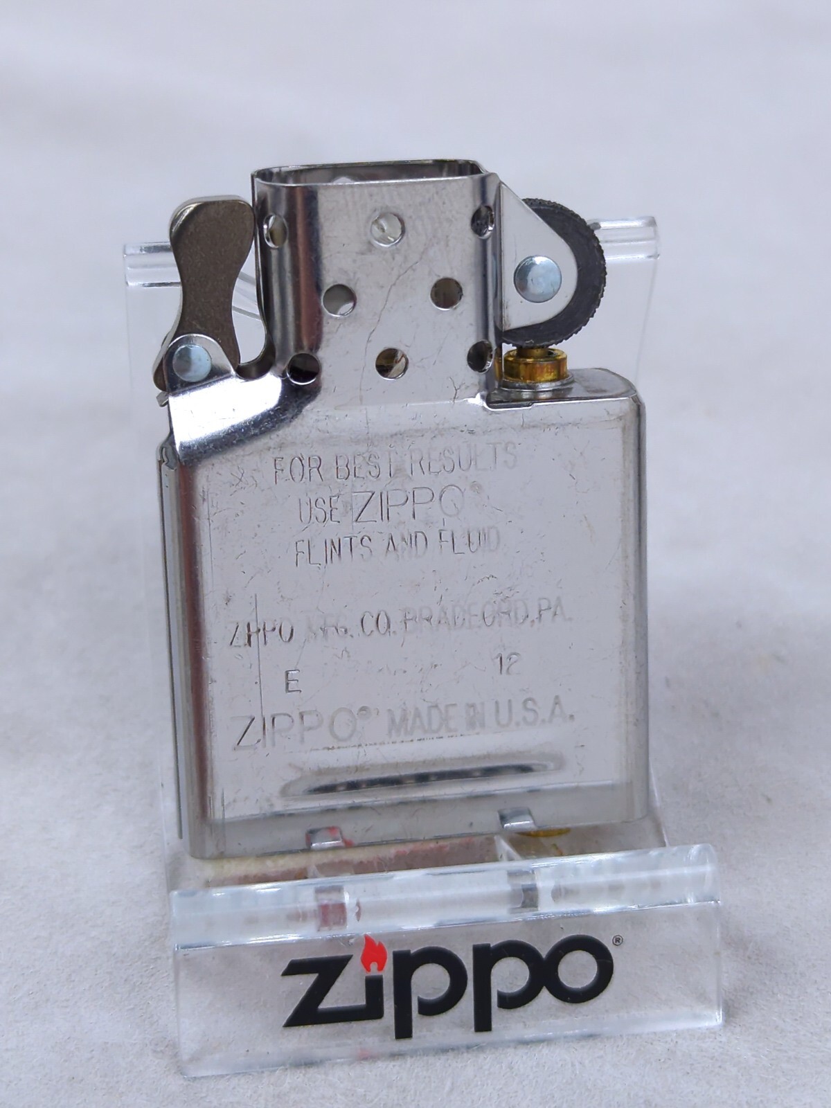 ZIPPO Lighter Insert, Chrome Plated REPLACEMENT (No Case) MAY (E) 12, New w/ BOX