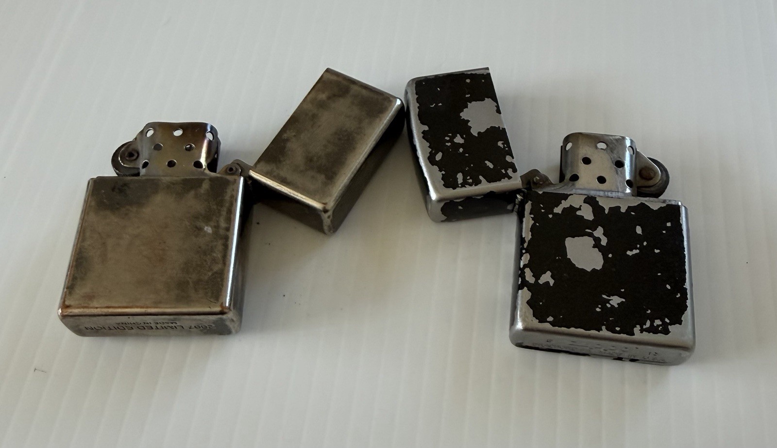 Lot of 2 Vintage Zippo Lighters Black Crackle & Lucky Cards Repair/Parts