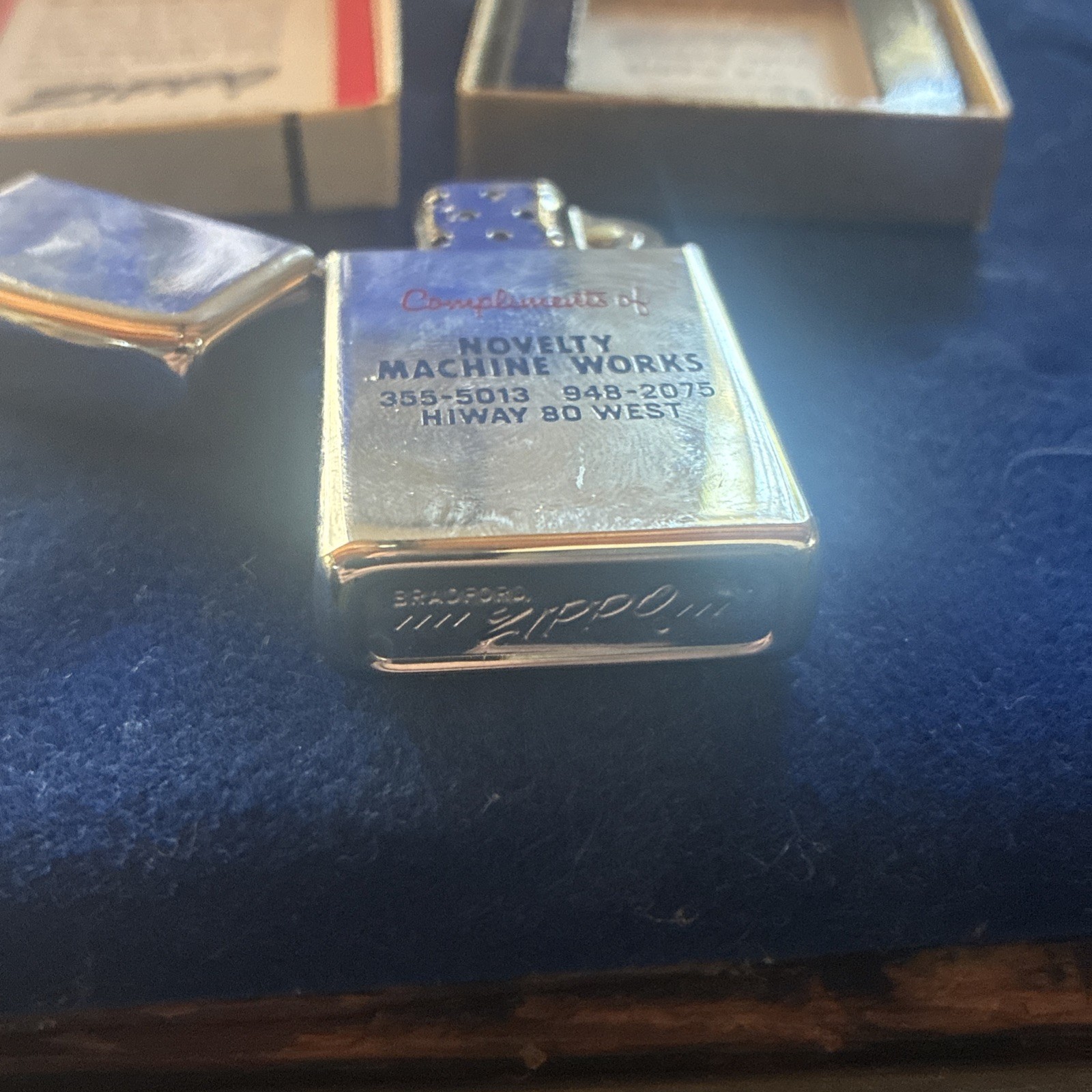 novelty Machine Works Highway 80 W. Sparks Nevada Zippo Lighter slim service gas