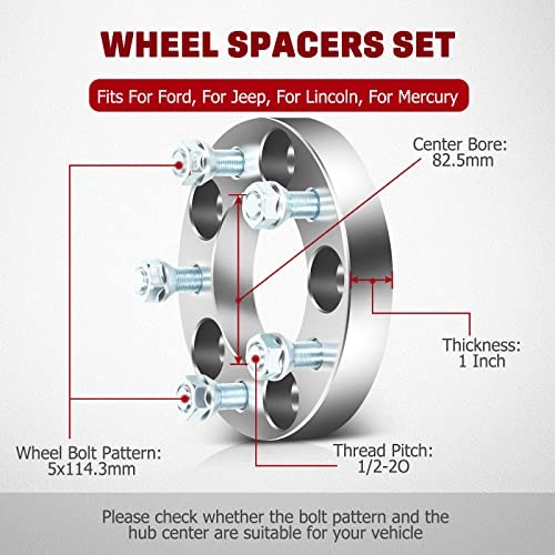 5×4.5 Wheel Spacers for Jeep Wrangler Liberty TJ XJ YJ ZJ KJ KK, 1” 5×114.3