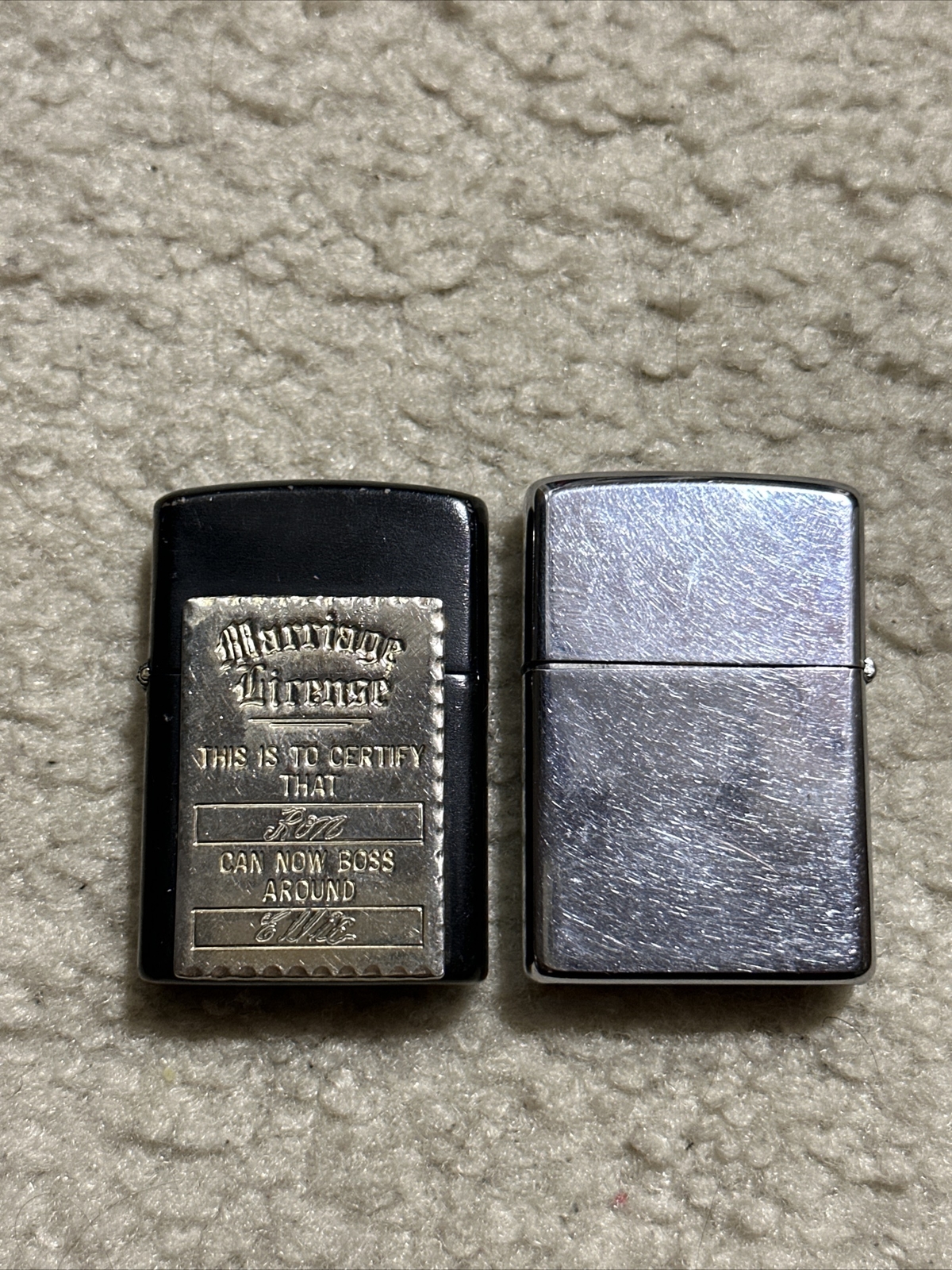 Lot of 2 Zippo Lighters 1-matt Black 1- high polished chrome