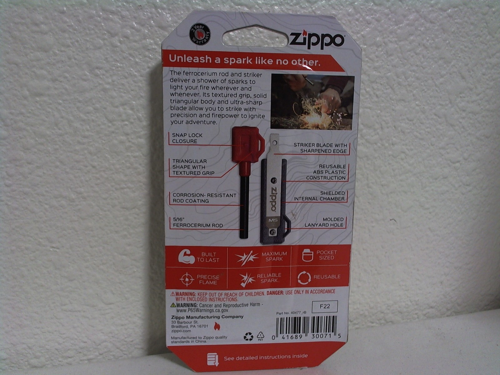 Zippo Mag Strike, Rod and Striker Fire Starter, 40477, New In Blister Pack