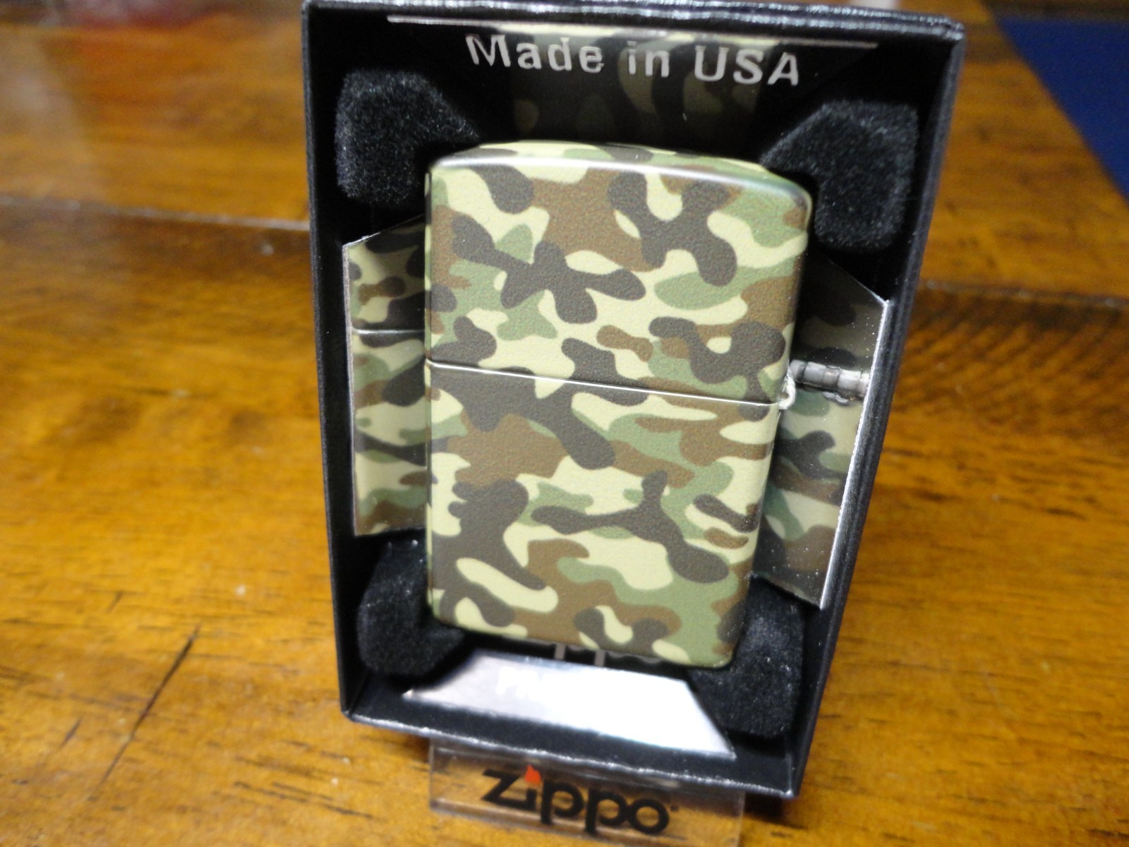 WOODLAND CAMO CAMOUFLAGE MILITARY 540 DESIGN ZIPPO LIGHTER MINT IN BOX