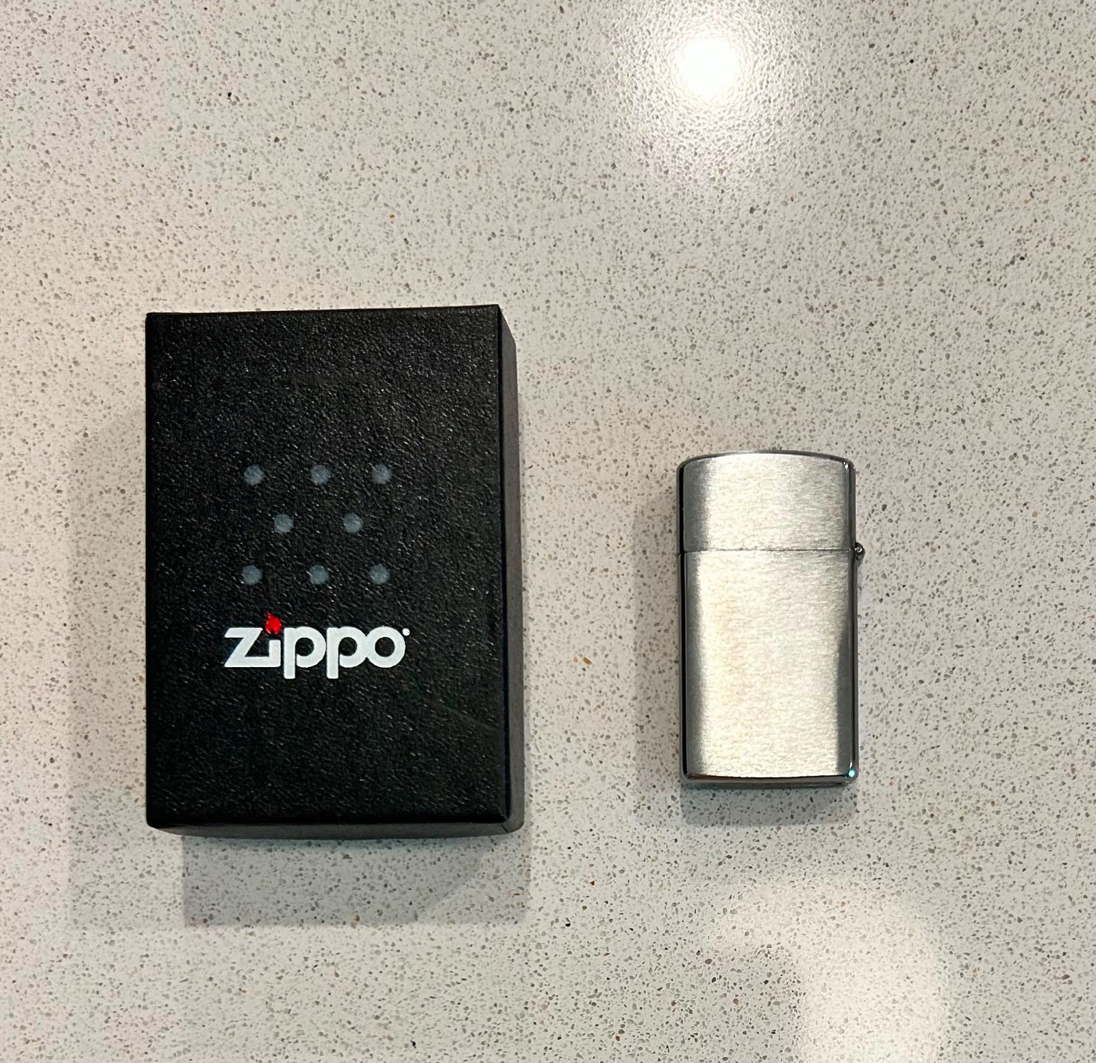 Zippo Slim 1600 Brushed Chrome Windproof Lighter Collectible Made USA E15 Empty