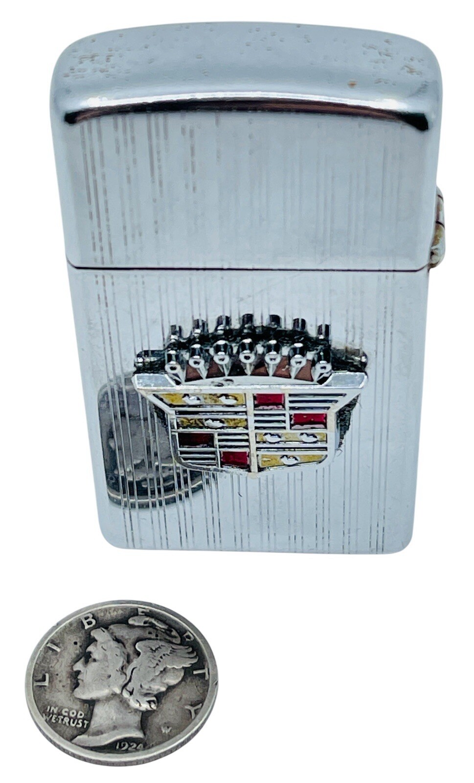 Vintage 1950 Zippo Cadillac Automotive Car Logo Badge REP Lighter Pin Stripe