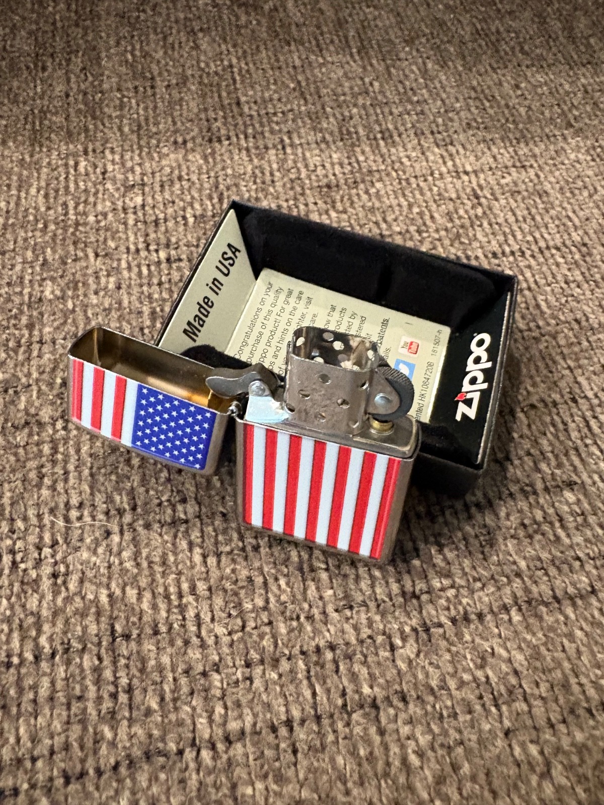 ZIPPO Patriotic bright American Flag Windproof LIGHTER with box