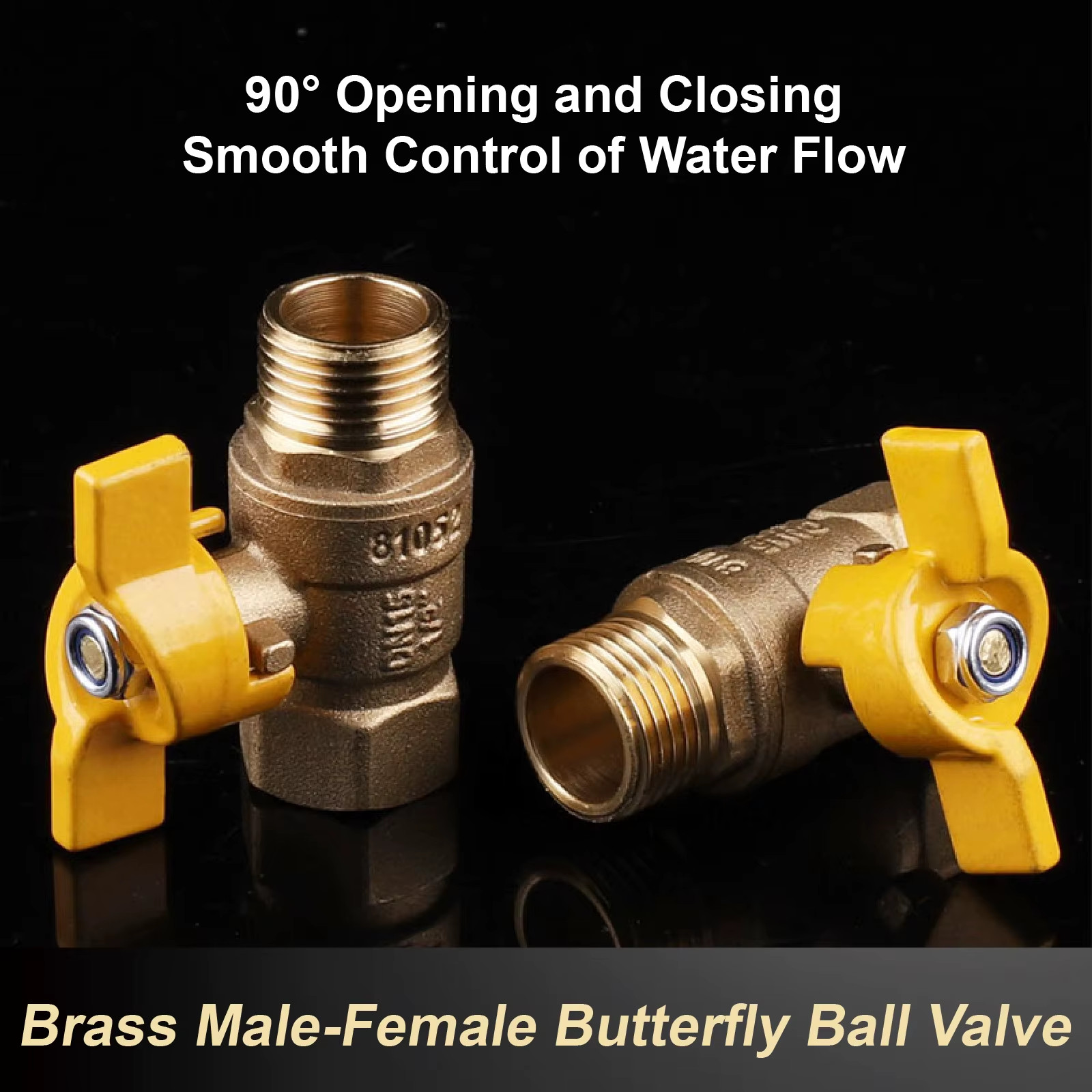 1/4 3/8 1/2 3/4 Inch Brass Ball Valve Female/Male Thread with Butterfly Handle f