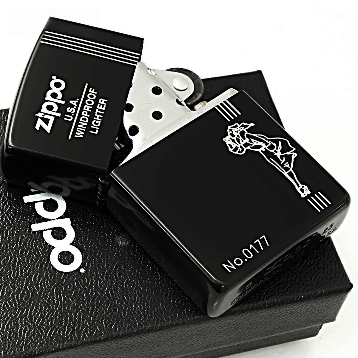 Zippo Lighter CASE ONLY Windy Girl Classic Black Matte Serial Number Present