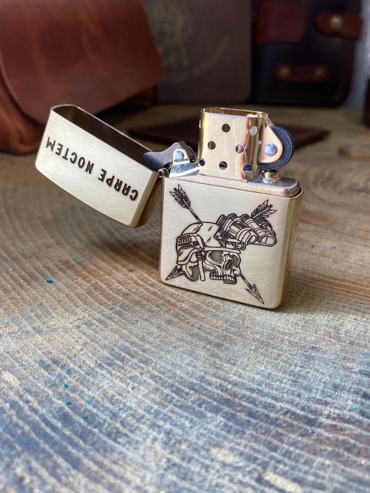 Carpe Noctem Custom Engraved Zippo | Solid Brass Armor Case | Made in USA