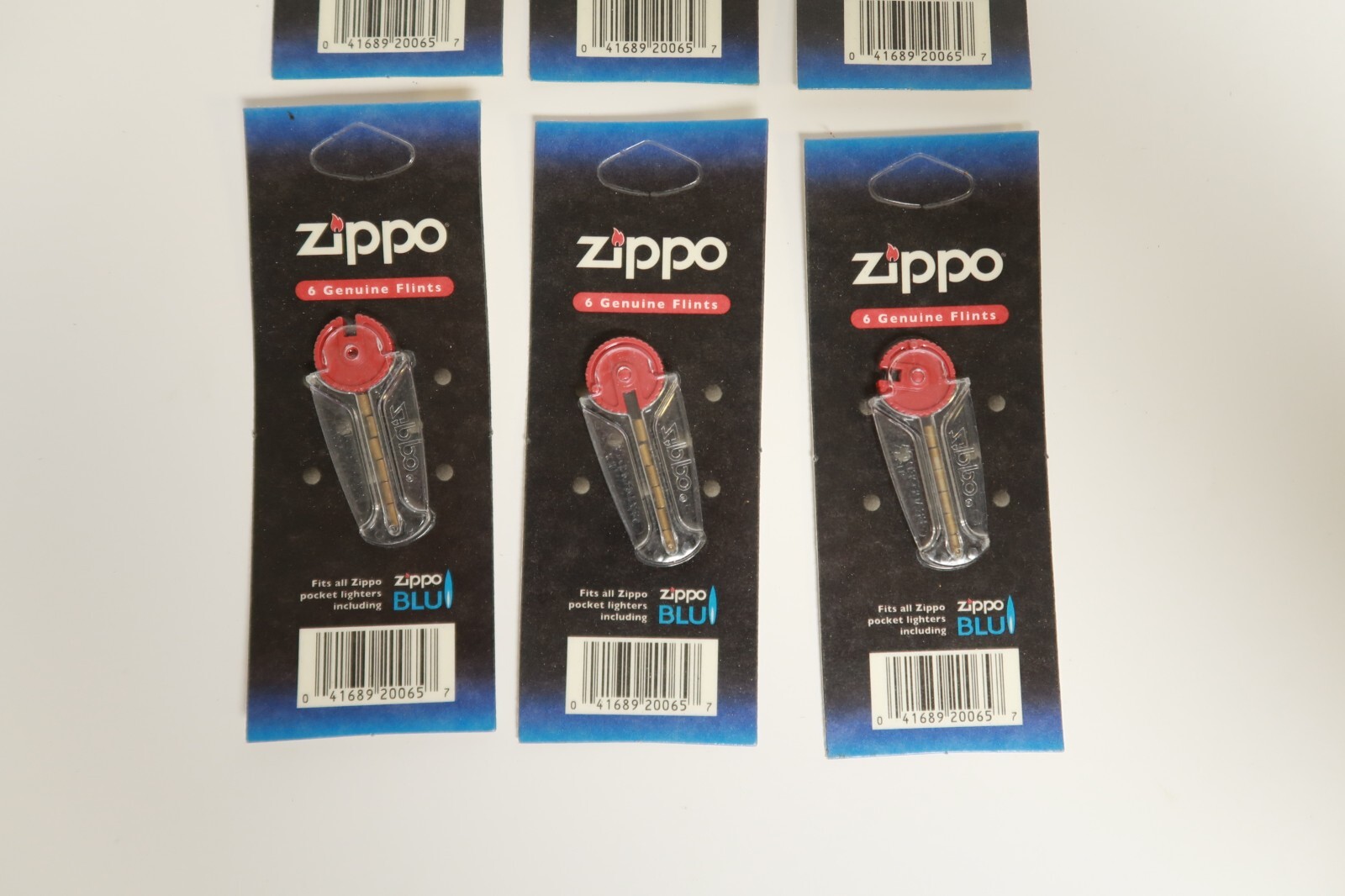 Zippo Genuine Flints 6 Packs Set of Six Zippo Blue Lighters (Sealed New)