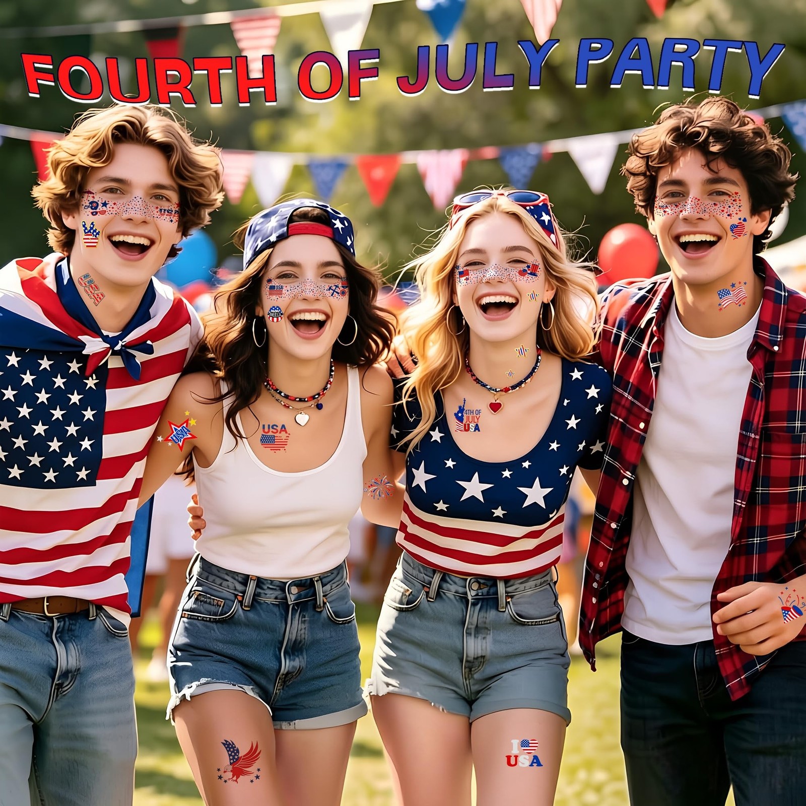 Itscolofy 4th of July Glitter Freckle Tattoos, Patriotic Temporary Tattoos St…