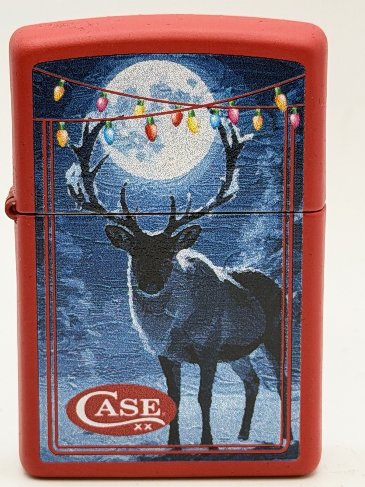 Case XX Knives Christmas Reindeer Design Red Matte Zippo Lighter NEW