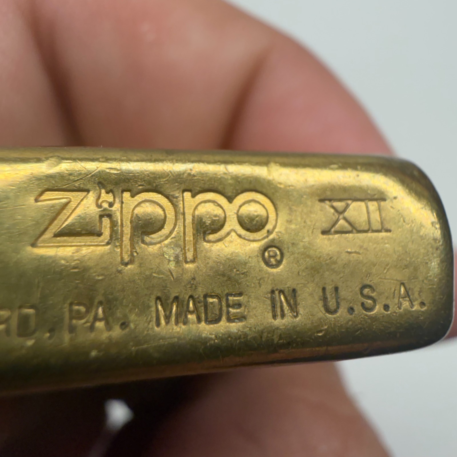 Zippo Solid Brass SLIM Lighter C XII March 1996 MARKED USA Vintage – AS IS