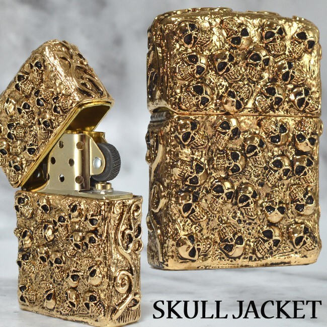 Zippo Skull Jacket Lighter Men’s Accessory 5 Sides Design Gold Ibushi Skull