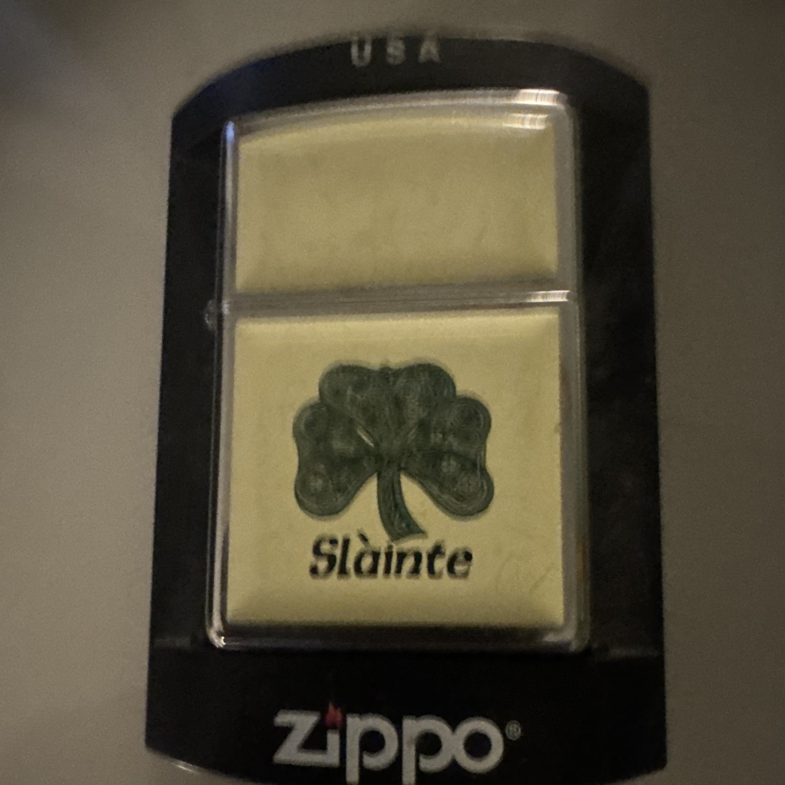 Zippo Slainte Shamrock Design Flip-Top Lighter Made in U.S.A. Bradford PA