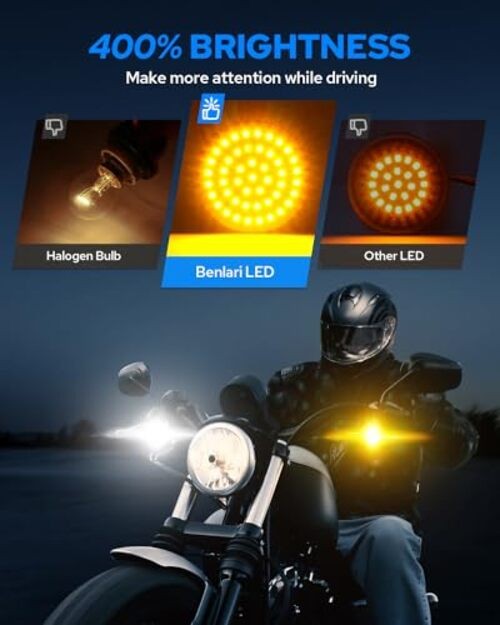 New 1157 LED Motorcycle Front Turn Signals Bulbs 2 Inch Bullet Lights with