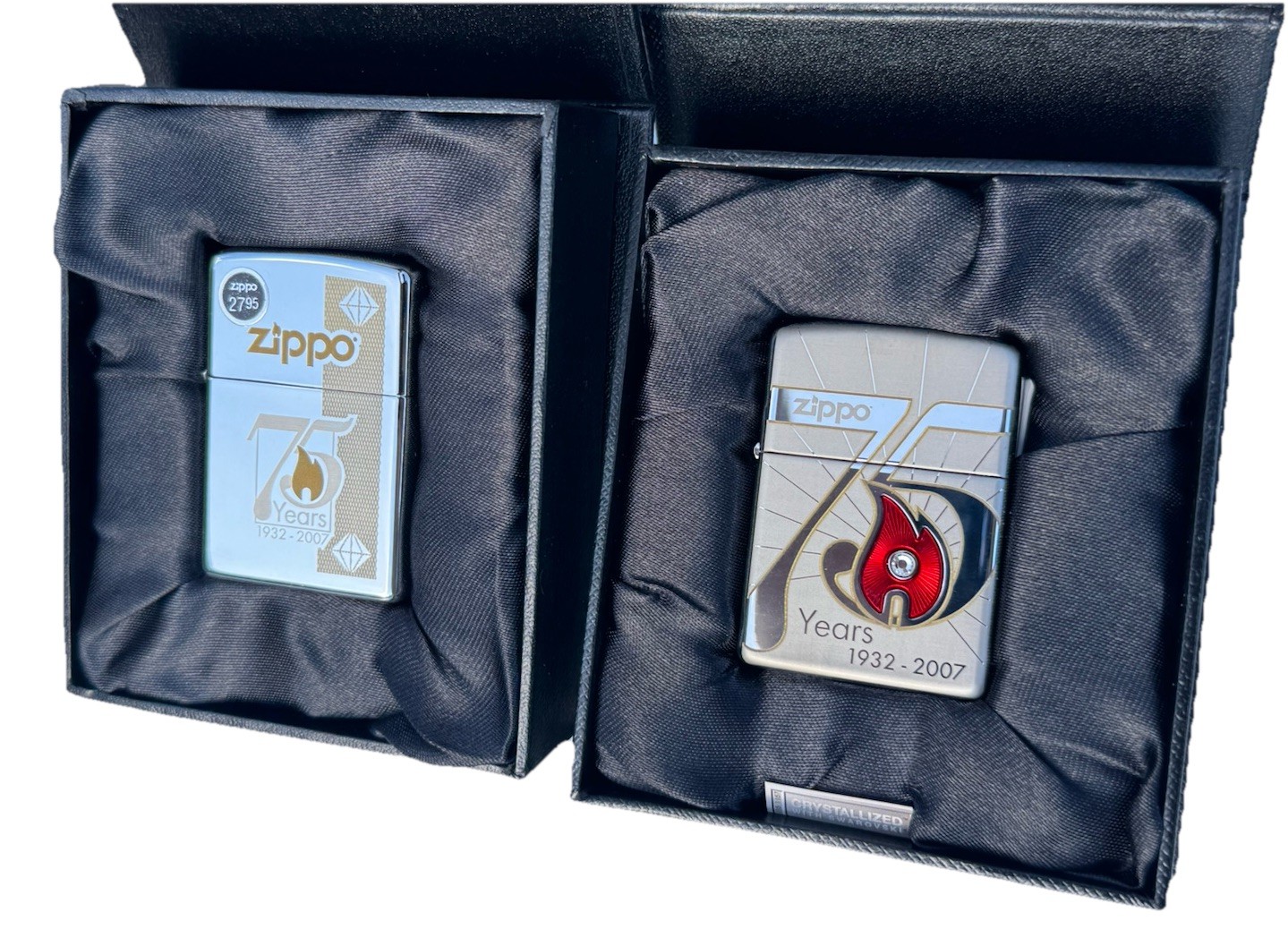 Zippo 75th Anniversary Armor Swarovski Lighter’s 1932-2007 COA’S 1 of 14000 Set