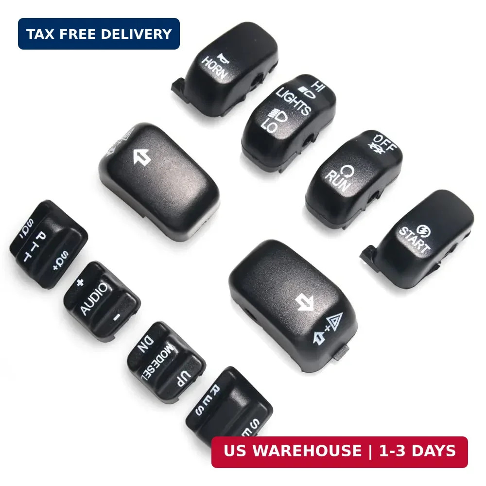 Black Hand Control Switch Caps Kit Housing Button Cover for Harley Davidson 1996