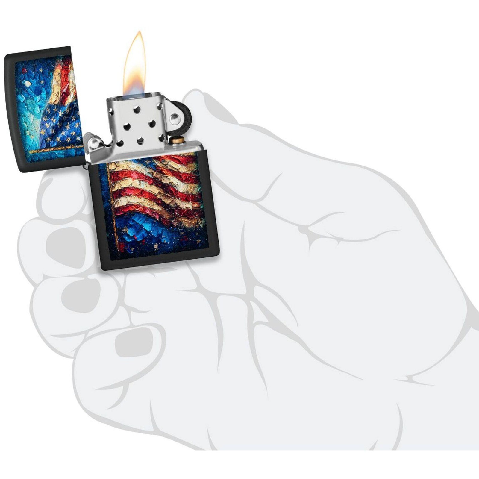 Zippo Windproof Lighter American Flag Design Classic Black Matte Finish 46718