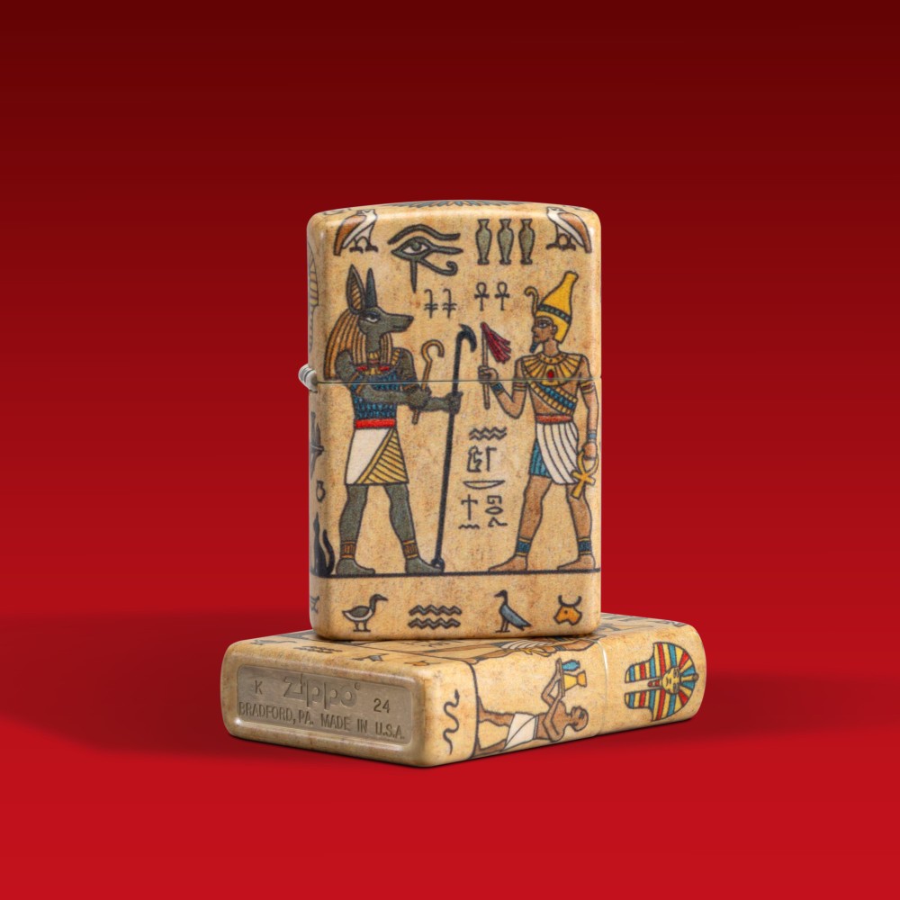 Zippo Ancient Glyphs Design White 540 Matte Windproof Pocket Lighter, 49352-1…