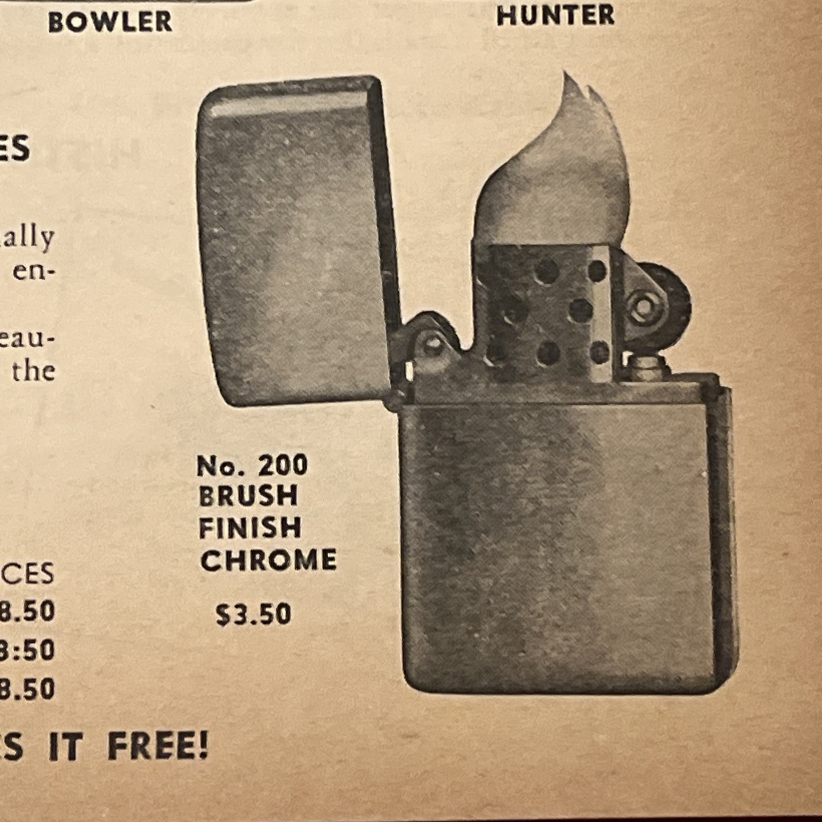 1958 ZIPPO LIGHTERS “Sports” Themed Print Ad Advertisement • Rare Ad