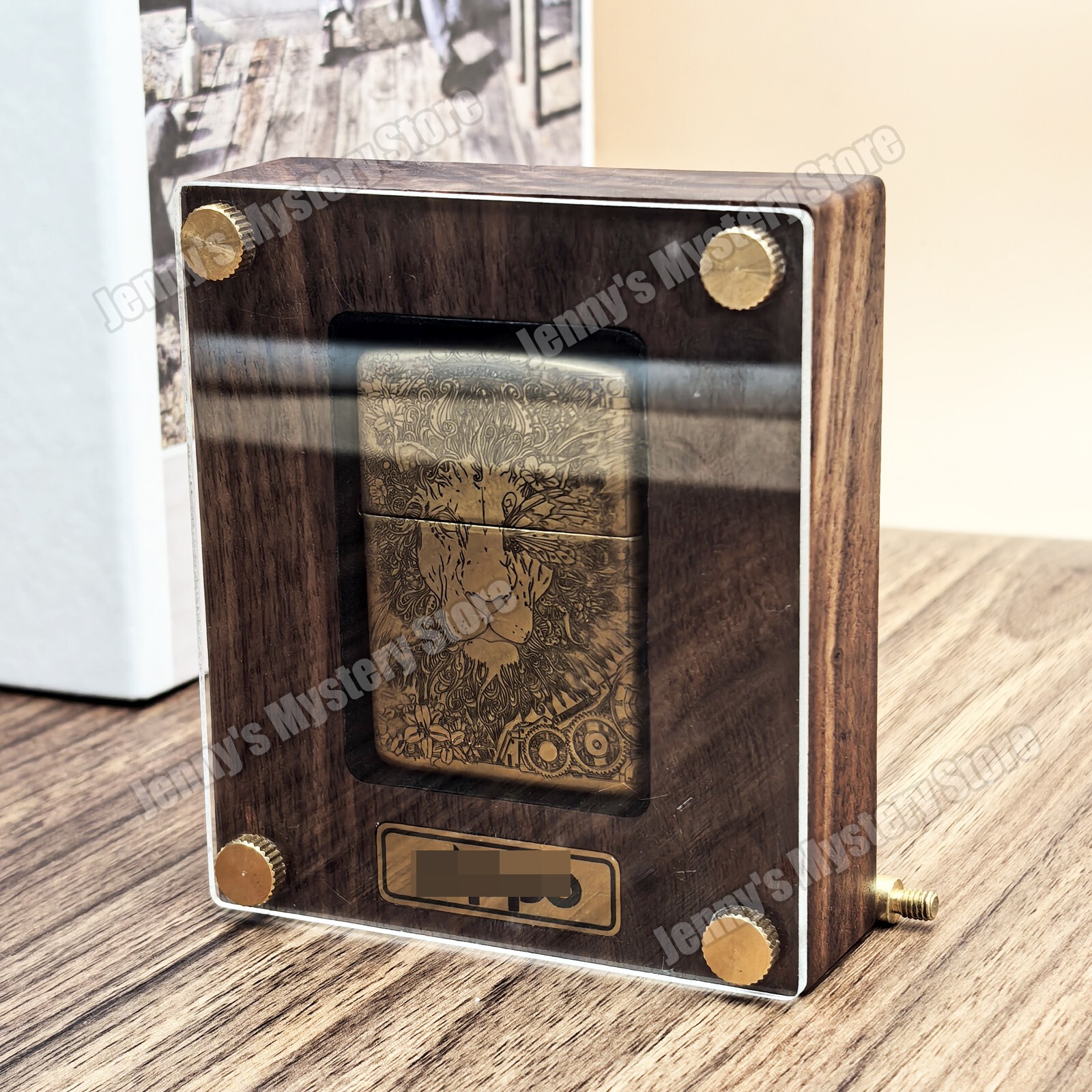 Black Walnut Wood Lighter Collection Display Case Storage Box for Zippo Lighter