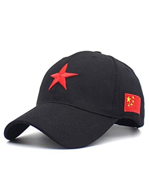 Men’s Adjustable Strap China Red Five Point Star Military Dad One Size Black