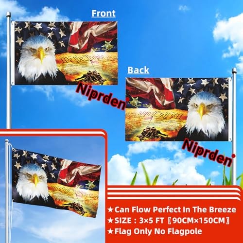 American Bald Eagle Flag 3×5 Ft We The People 1776 for 4th of July Memorial