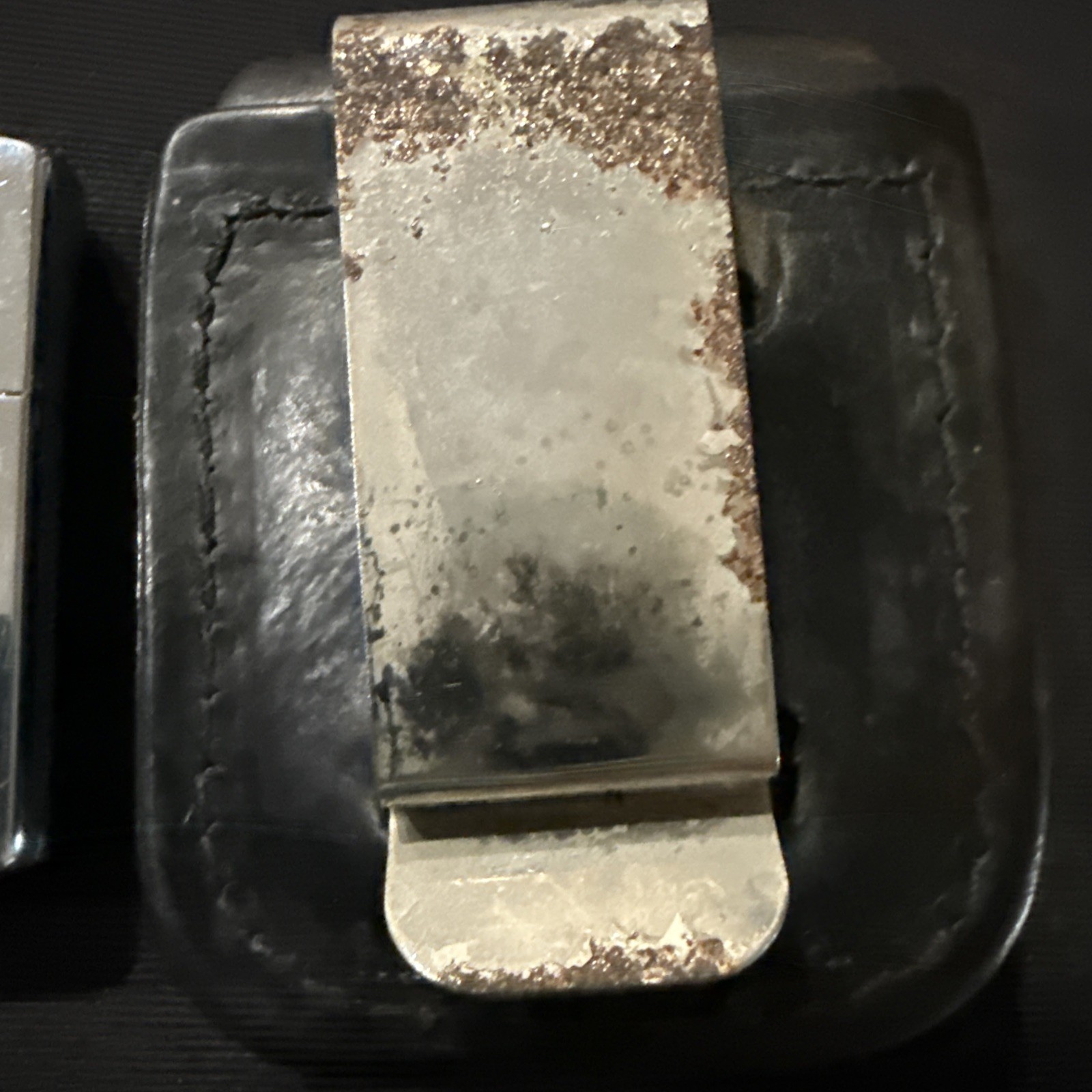 Vintage Chrome Zippo Lighter # E XII W/Leather Belt Clip Holder