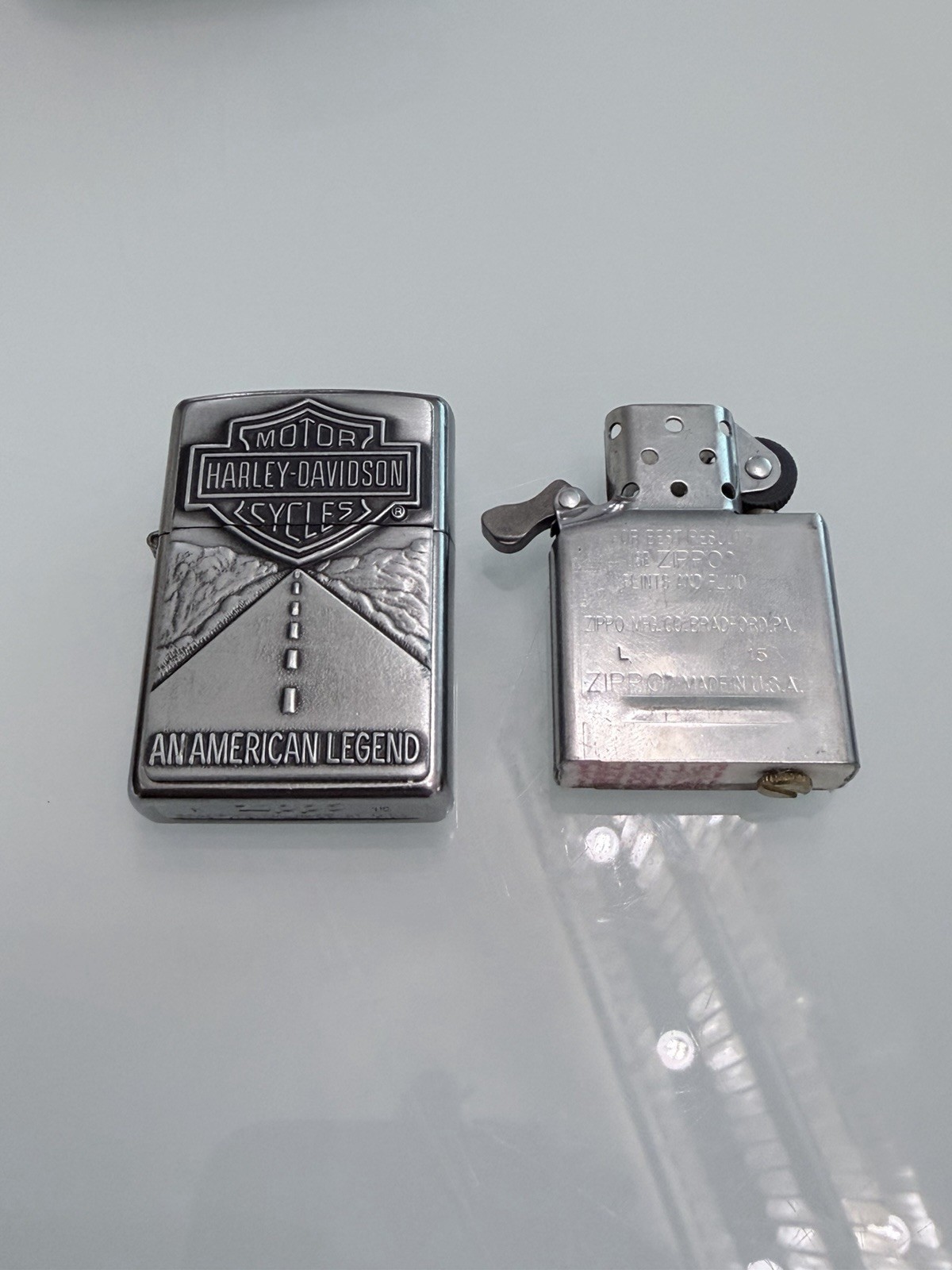 Zippo Harley-Davidson Lighter 2015 W Leather Belt Pouch, Wallet & Flints Bundle