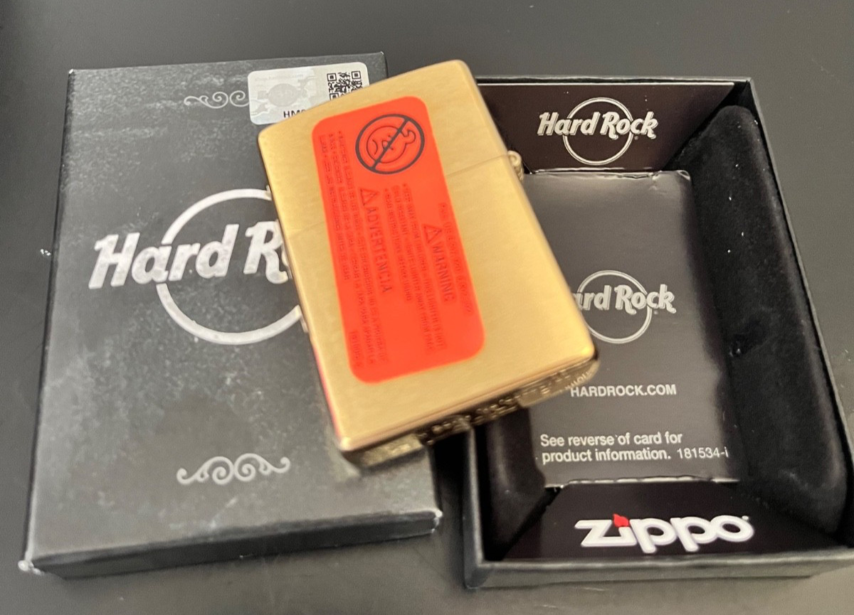 Zippo Hard Rock LONDON Brass Engraved Guitar Lighter NEW in Box Sealed 2024