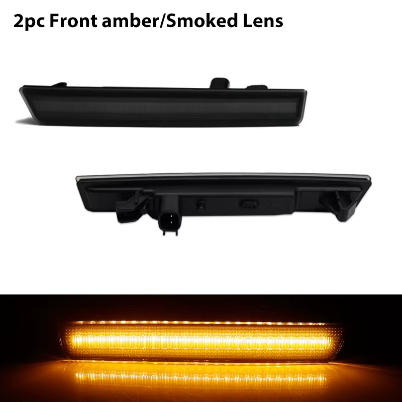 For Dodge Challenger 2015-2022 Clear & Smoked Lens LED Side Marker Lamp Amber Fr