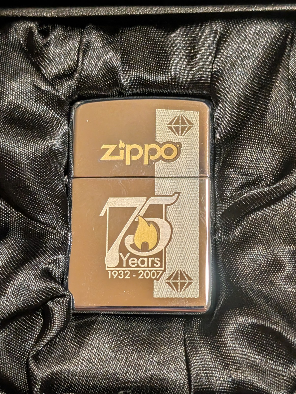 Vintage Boxed 2007 Commemorative 75th Anniversary Chrome Zippo Lighter