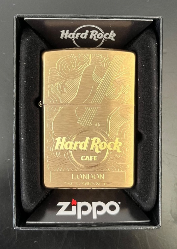 Zippo Hard Rock LONDON Brass Engraved Guitar Lighter NEW in Box Sealed 2024