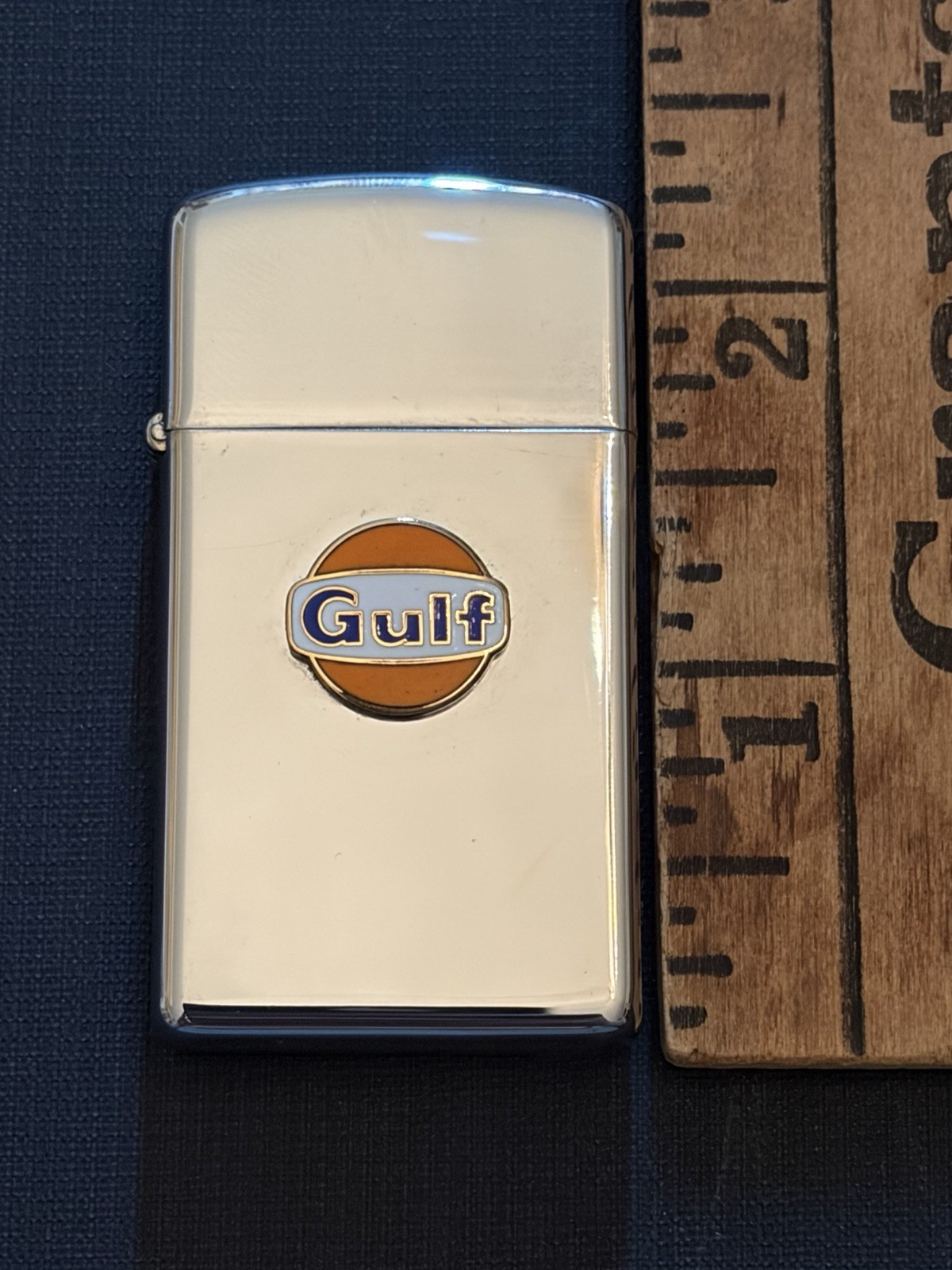 RARE 1968 Zippo Gulf Gas Oil Lighter NOS Unfired Brushed Chrome Petroliana