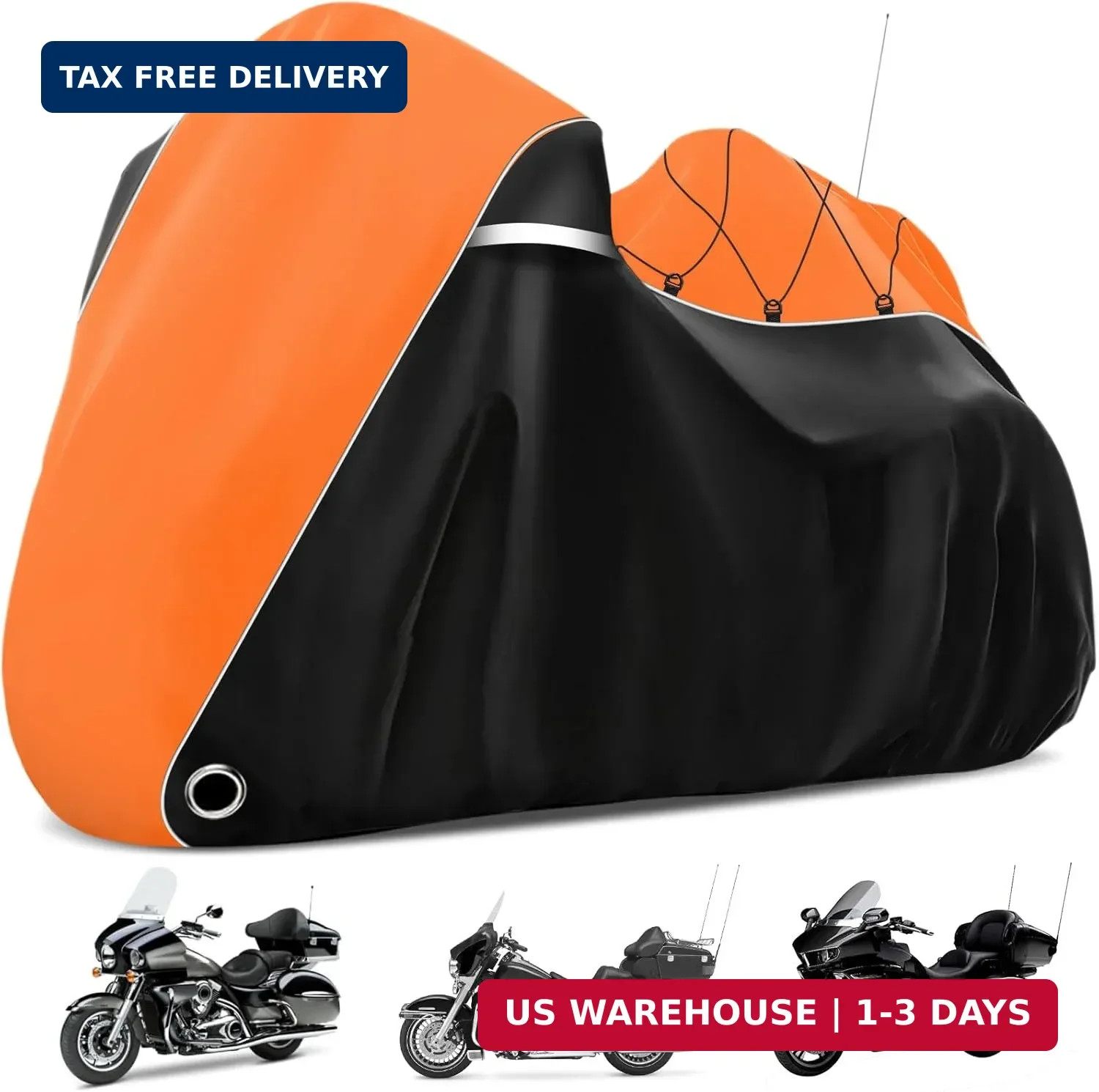 COVERVIN Motorcycle Cover with Side+Top Box Heavy Duty 420D Waterproof for Harle