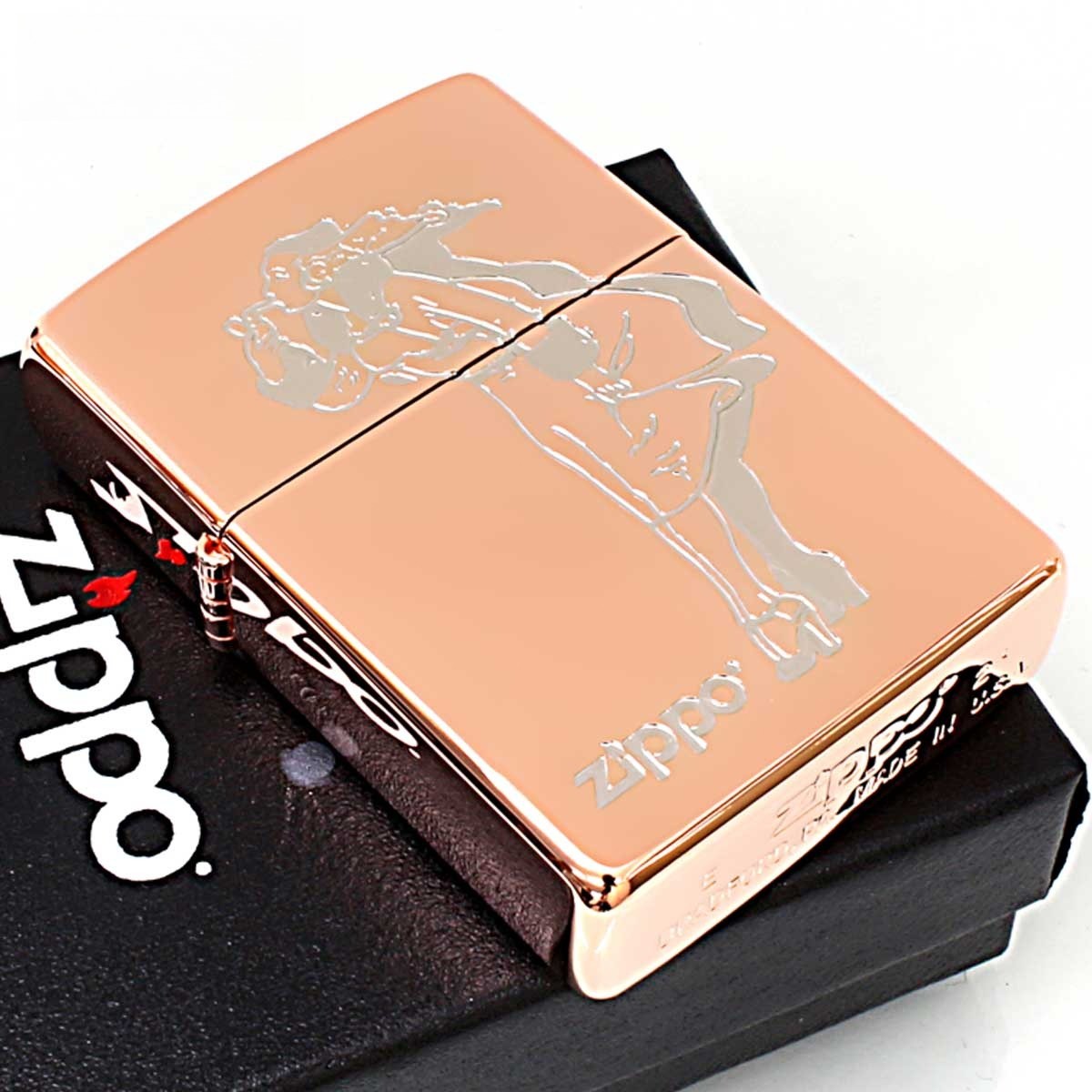 Zippo Lighter CASE ONLY Classical Windy Pink Gold PG Present Gift