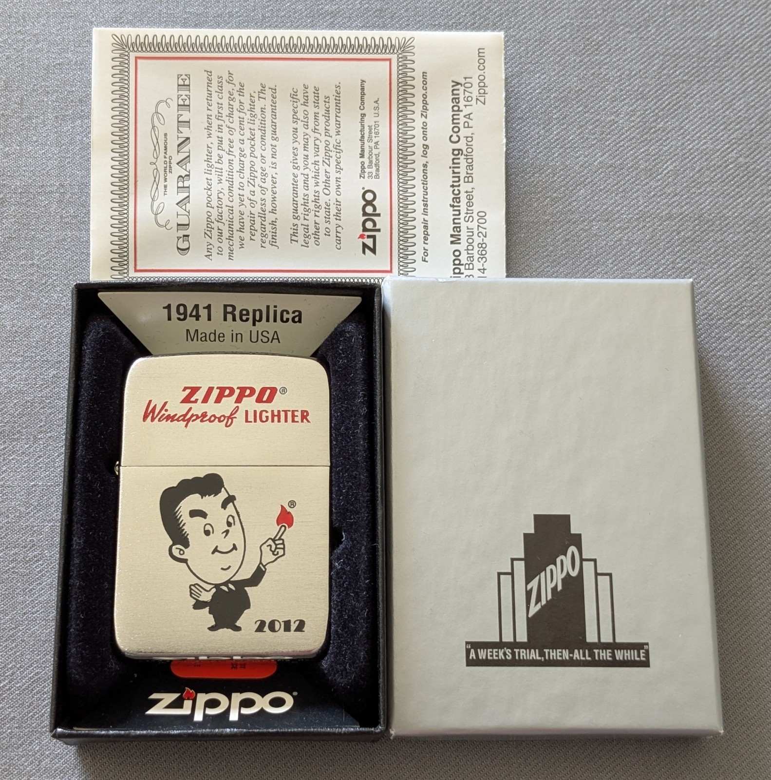 2012 ZIPPO ENTHUSIAST NETWORK CLUB MEMBER 1941 REPLICA ZIPPO LIGHTER MIB #41/200