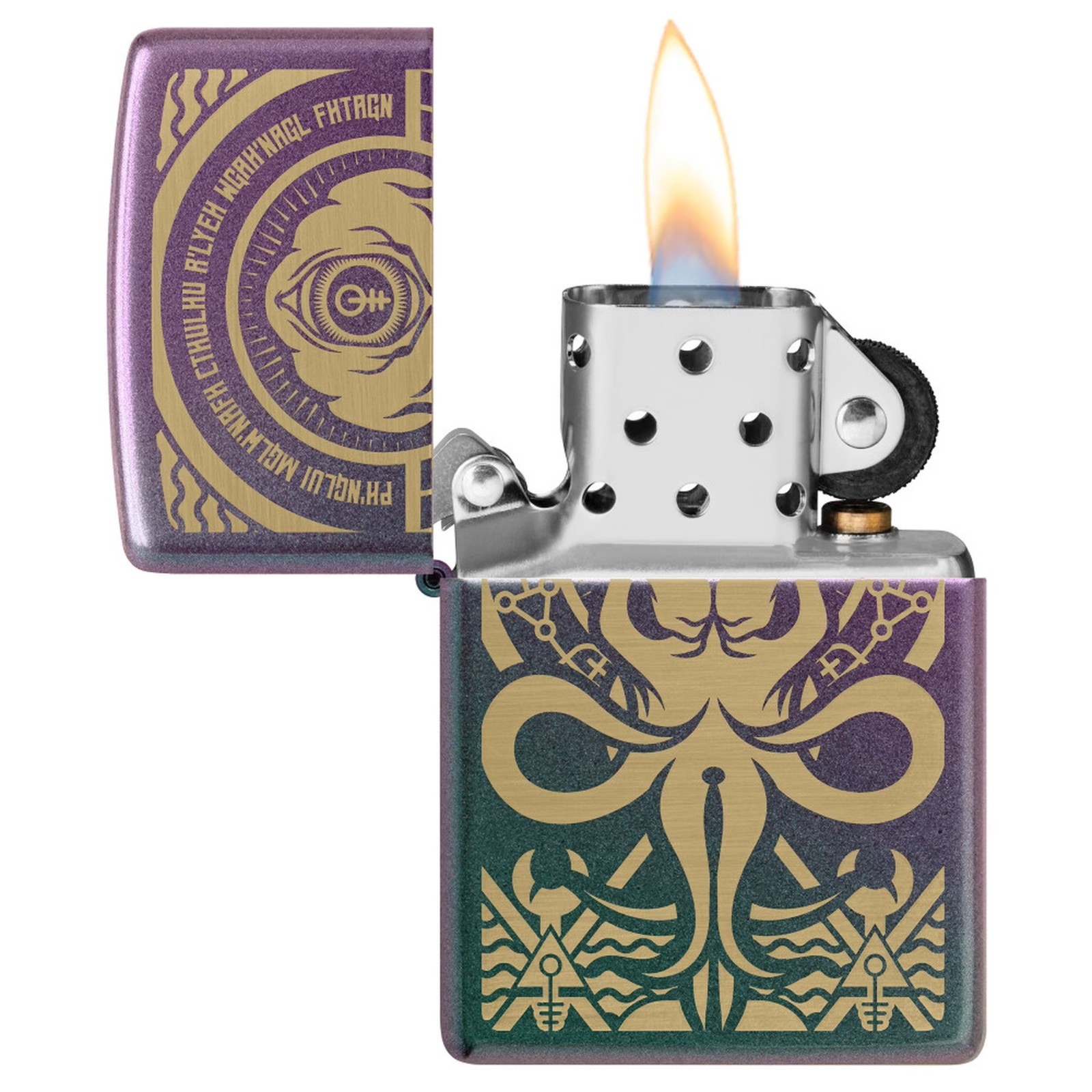 Zippo Evil Design Iridescent Pocket Lighter Windproof Brass New 48671