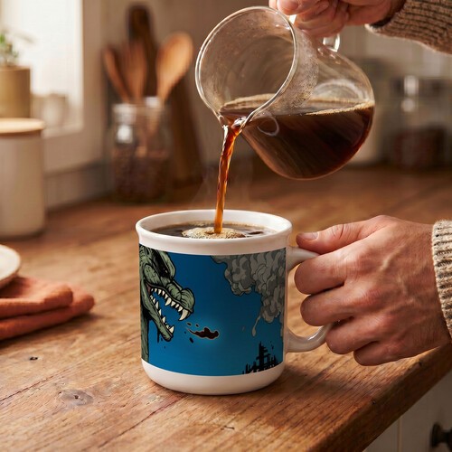 Godzilla – Smoking Battle – 20 oz Camper Mug [New ]