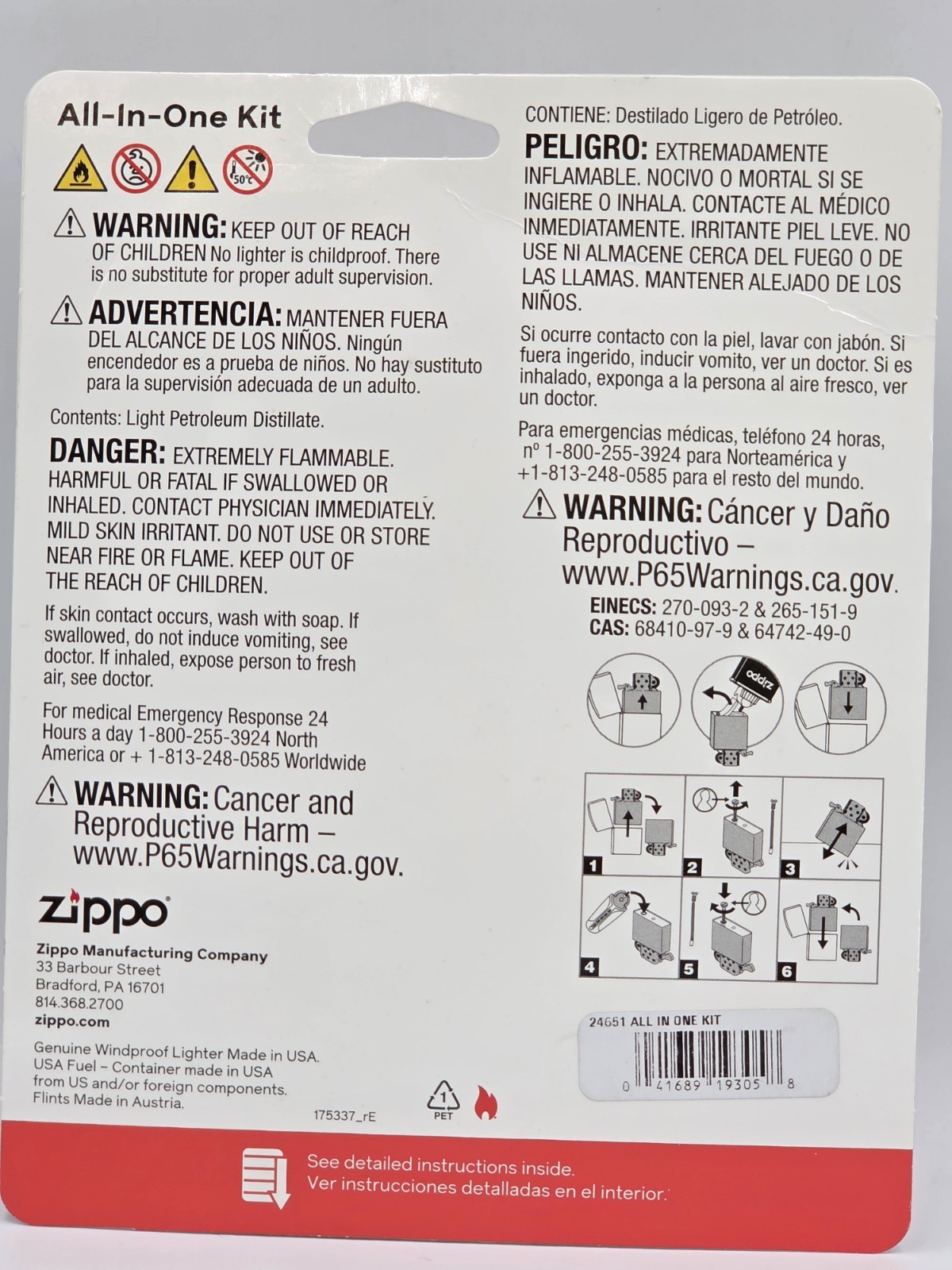 Zippo Lighters Fuel Fluid Windproof Lighter All-In-One Kit & Accessories Flint