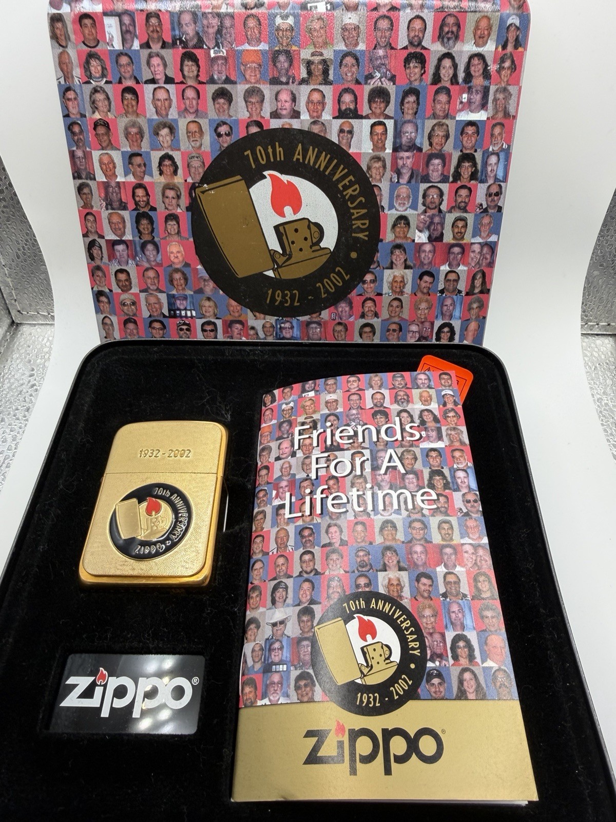 Vintage 2002 Friends For A Lifetime 70th Anniversary Brass Zippo Lighter New