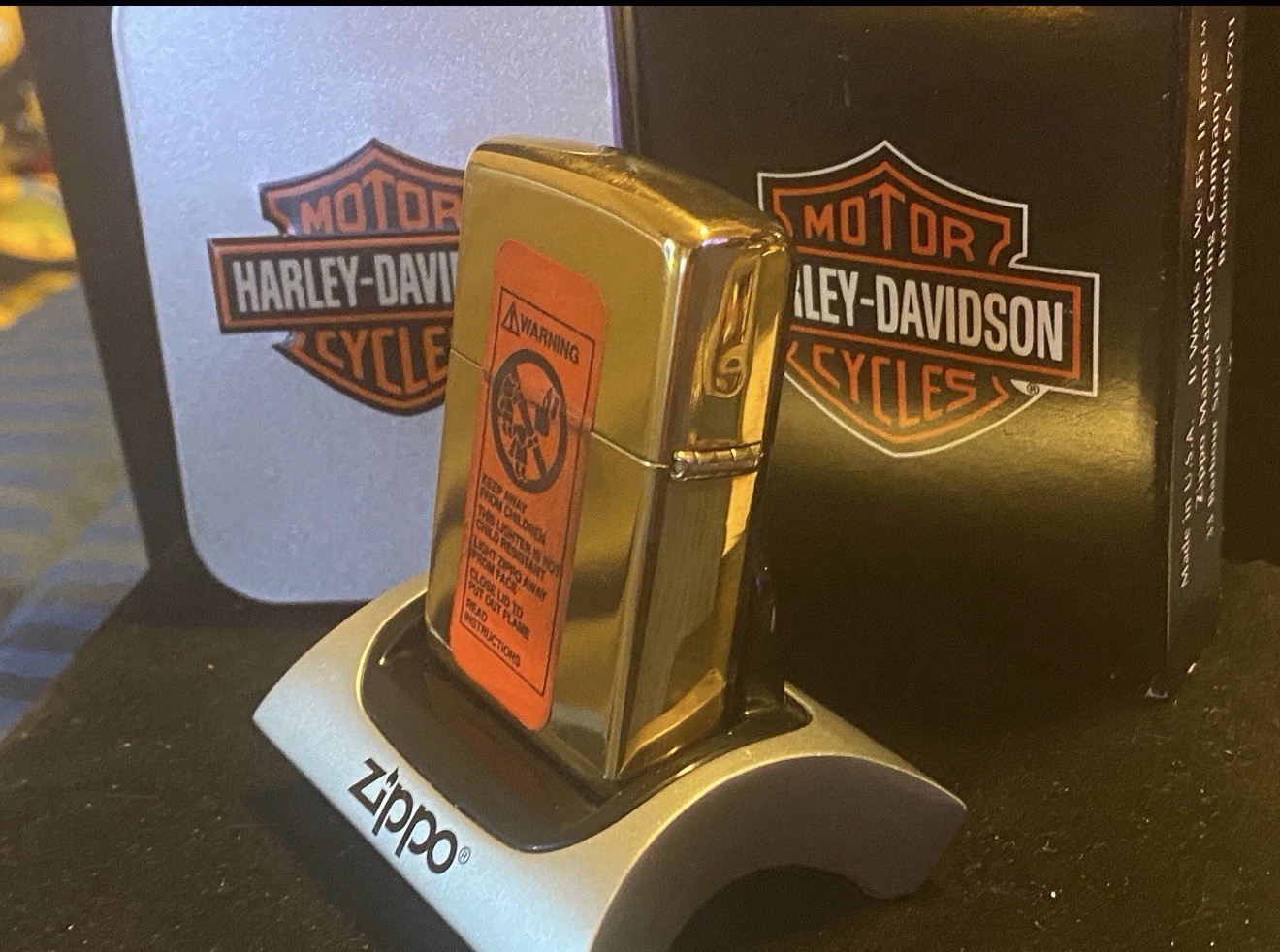 1996 Zippo Solid Brass Harley Davidson Diamond Plate New & Unfired Vintage