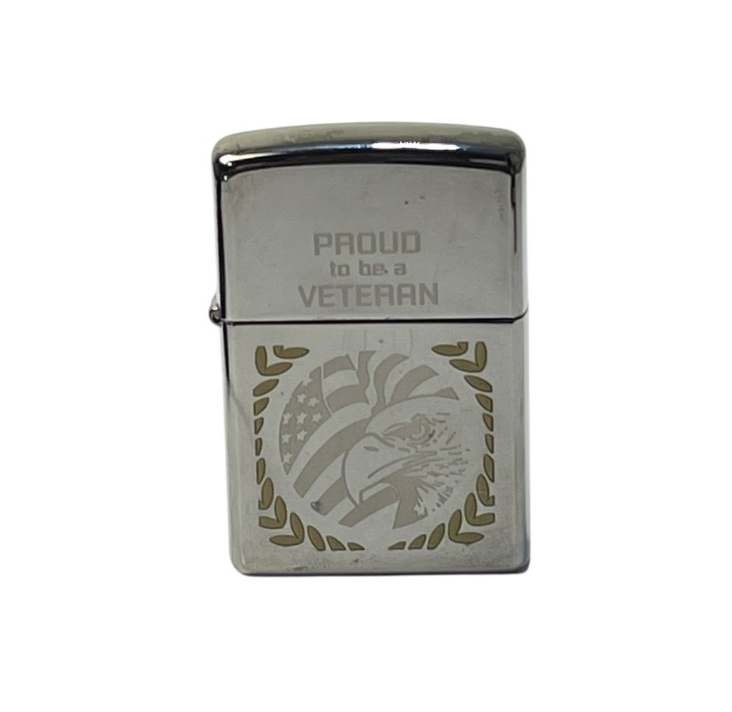 Zippo Lighter Proud To Be A Veteran Black Ice 2012 Original Box NEW USA