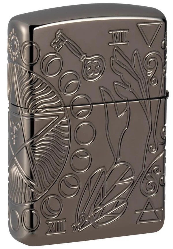 Zippo 49689 Wicca Design Armor Lighter Black Ice Deep Carve New In Box