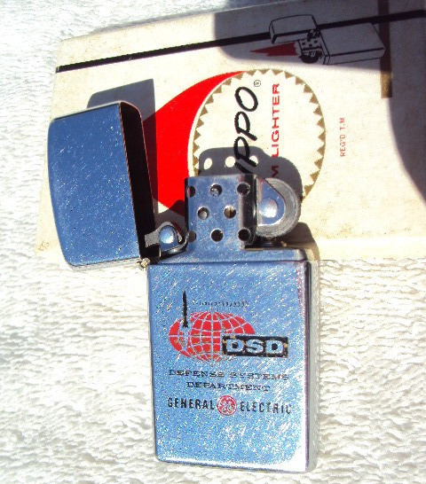1962 General Electric Defense Systems Slim Zippo Lighter in Box Perfect Insert