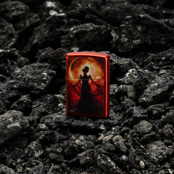 Zippo Mazzi A Woman In Silhouette Design Color Image Metallic Red 46410