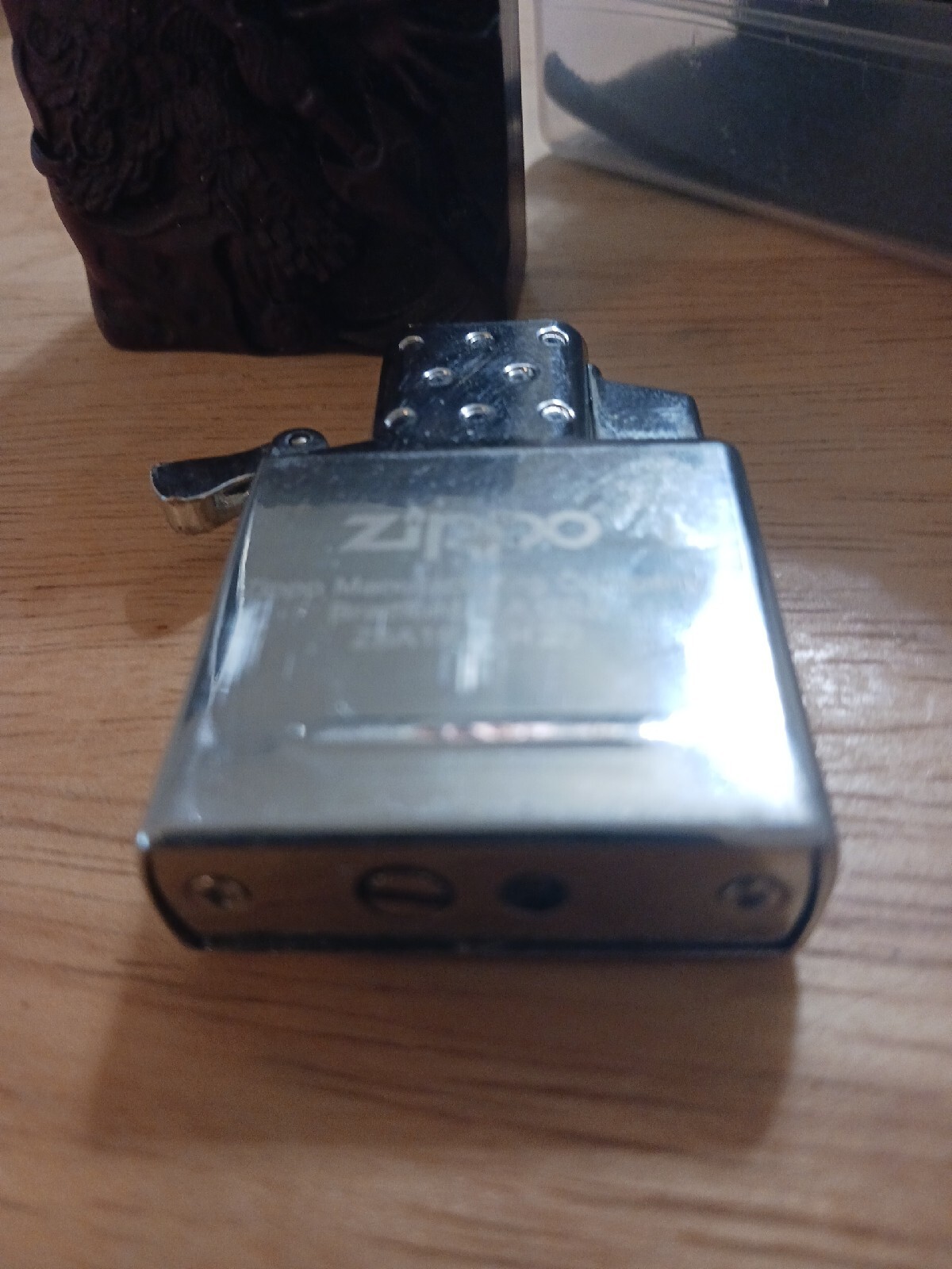 Carved Wooden Warrior Zippo Lighter Case Cover Traditional Original Insert Z8A19